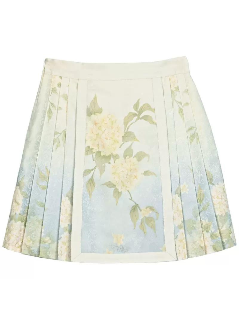 Chinese Shirt + Skirt + Jacquard Sleeve Vest Puff