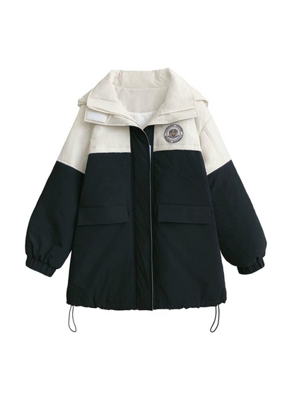 College Hoodie Style Jacket White Penguin Down
