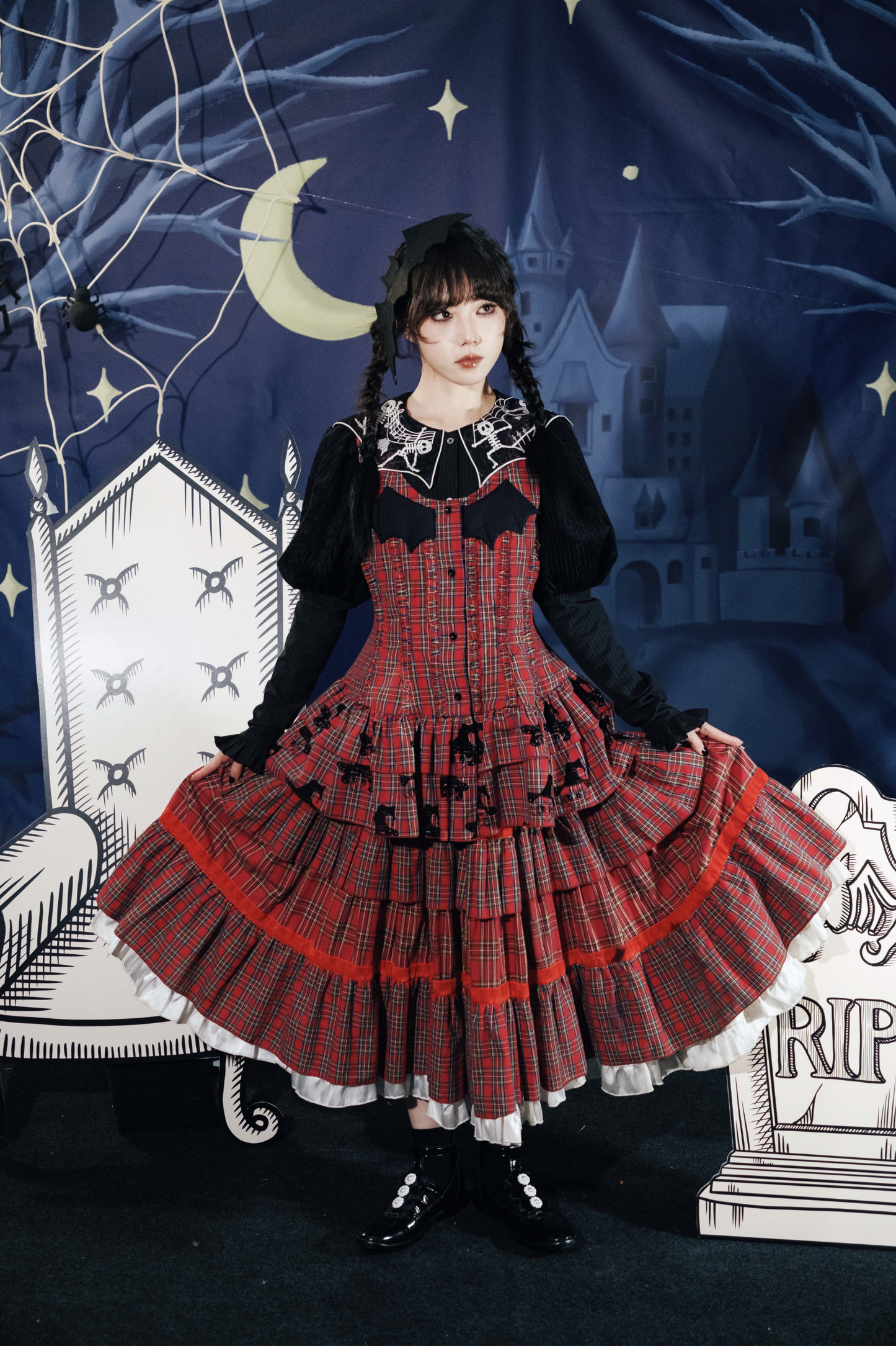 ドラキュラチェックノースリーブトップス