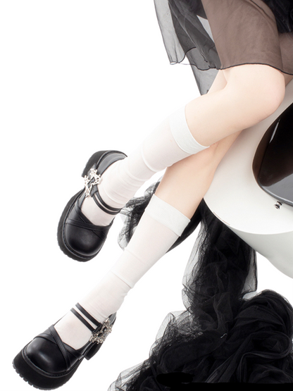 Style Platform Shoes College Butterfly Heel Block