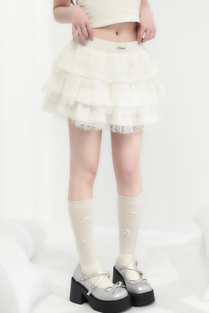 Rock Flare Süße Weiße Spitze