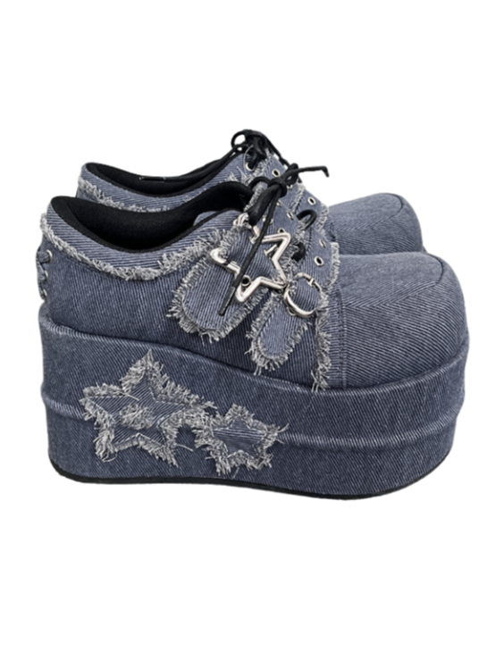 Denim Subculture Hot Girl Shoes Platform Star