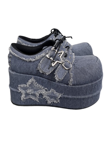 Denim Subculture Hot Girl Shoes Platform Star
