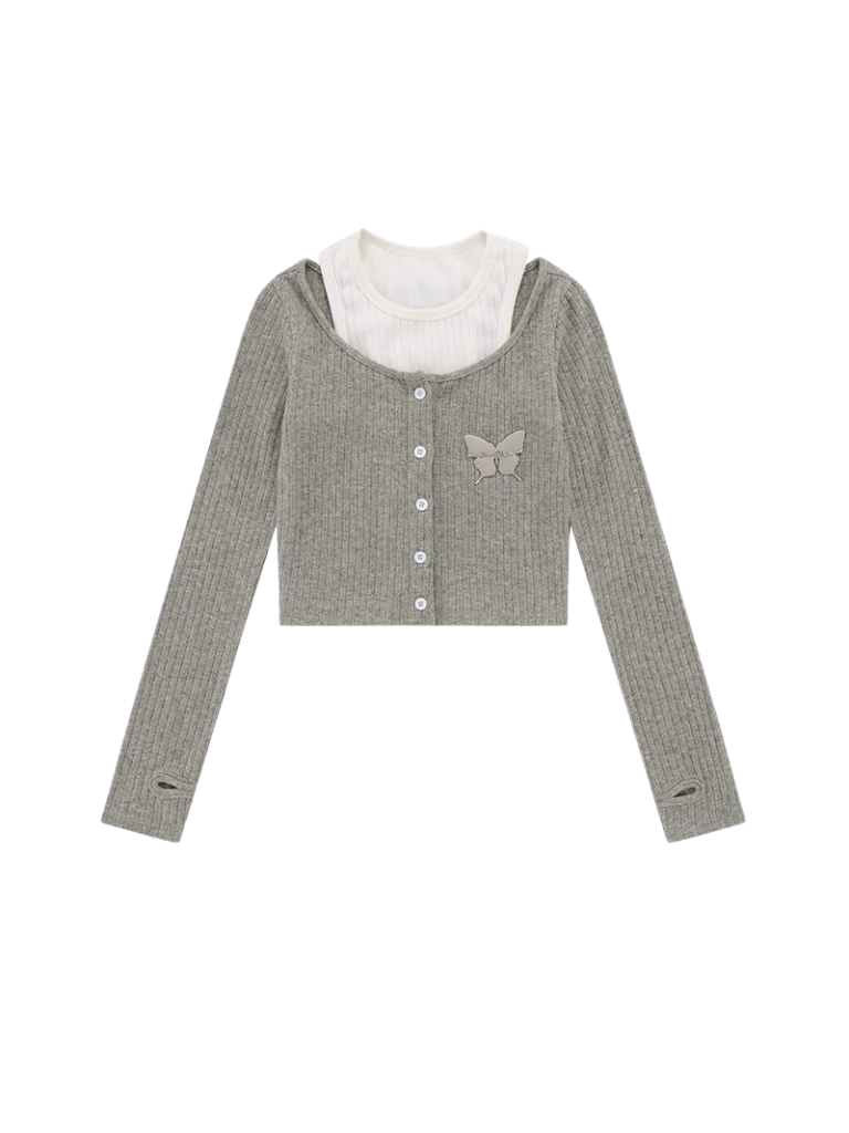 Cropped Two-piece Knit Top