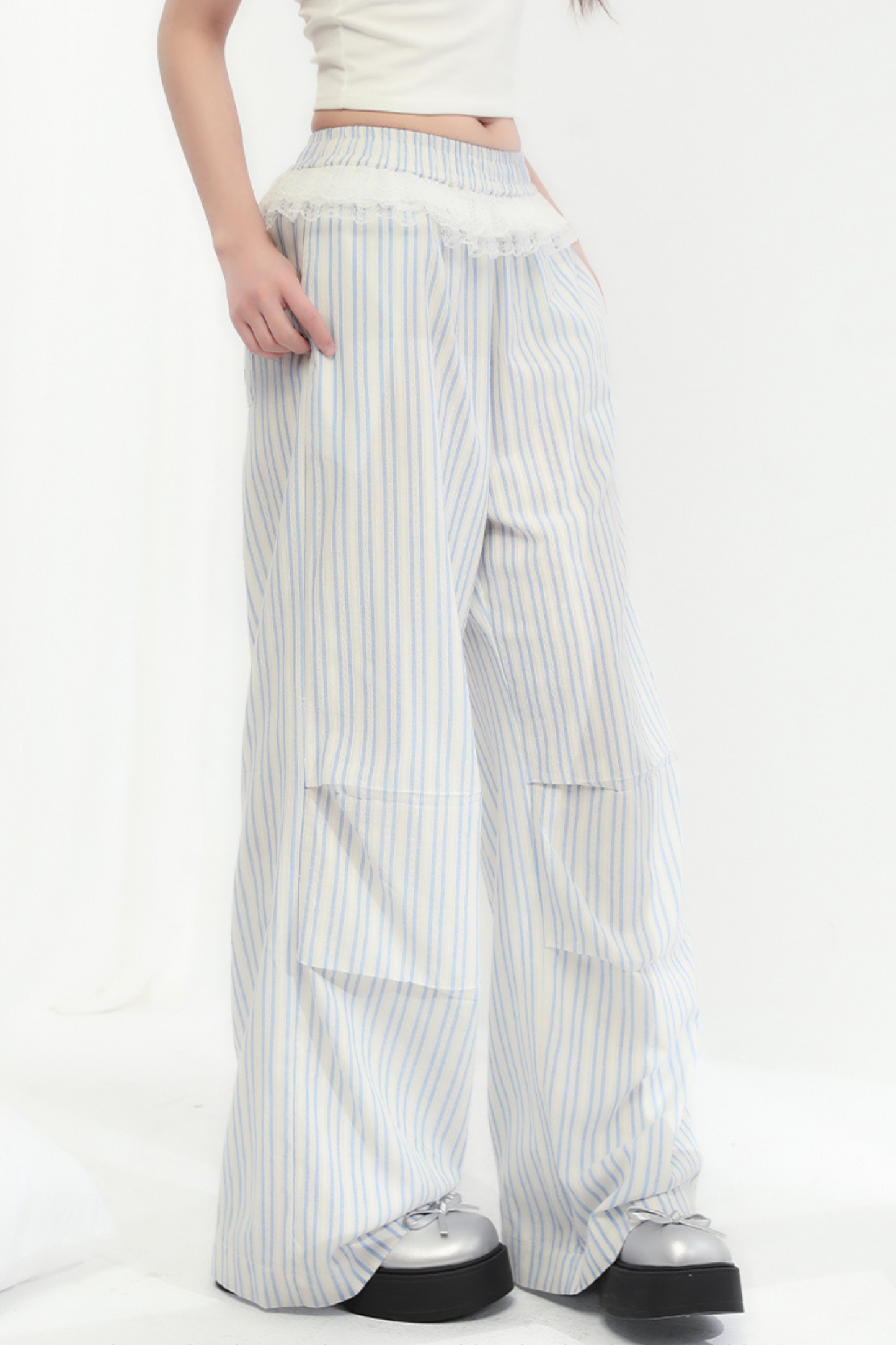 Hosen Gestreift Weit Locker Trend