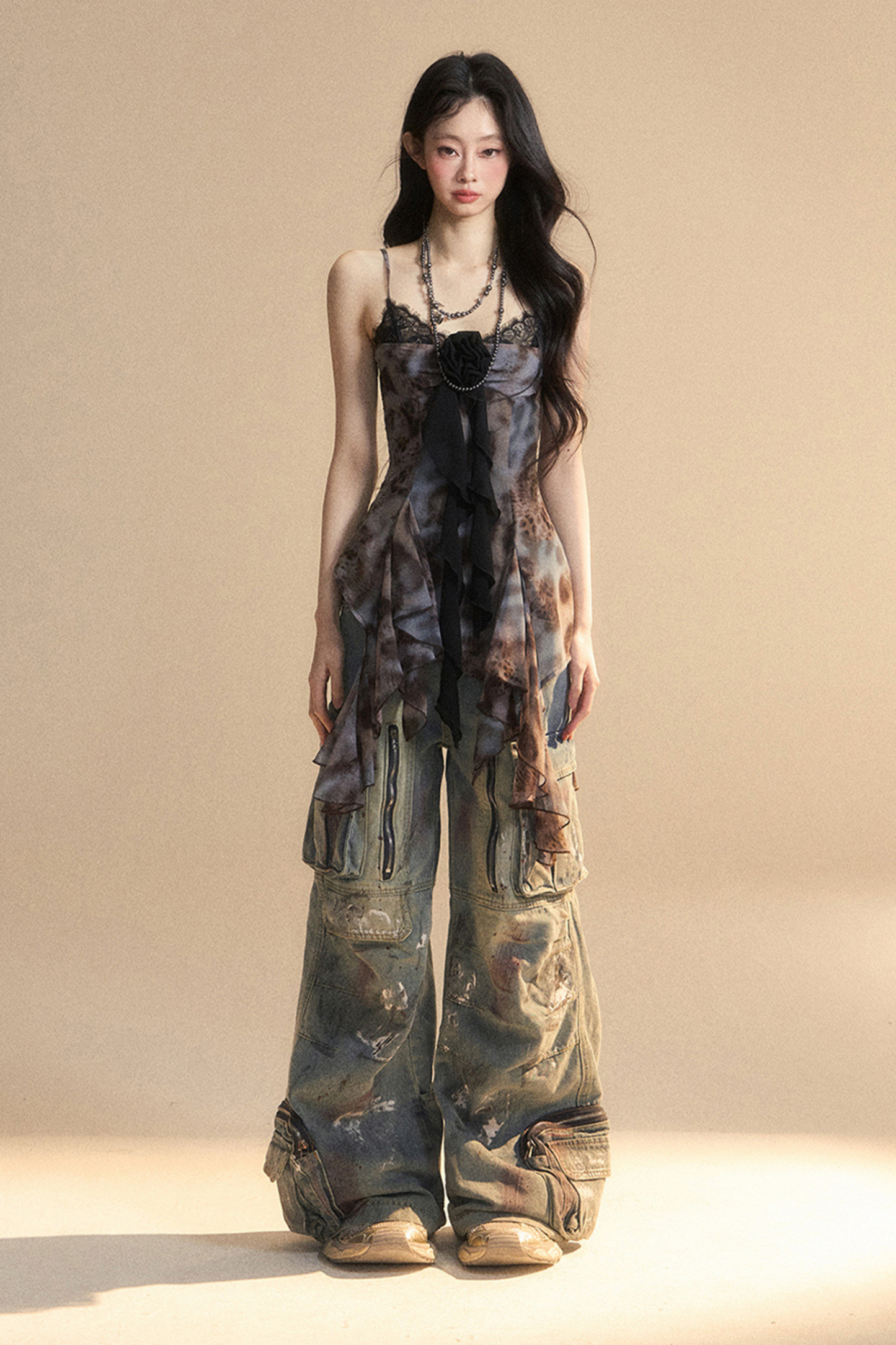 レーストップキャミソール シアー