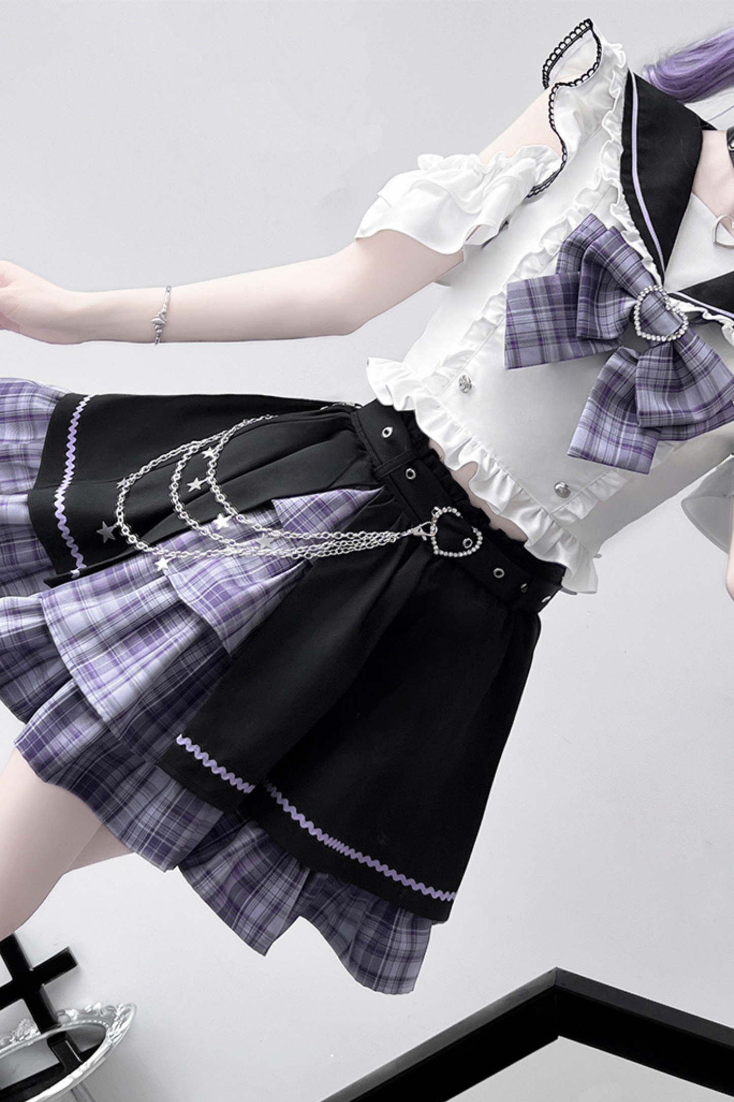 Set Sailor Flared Check Top + Rock Mine