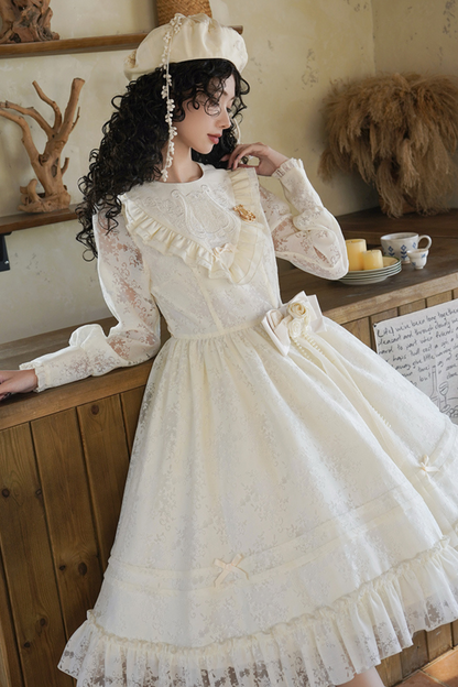 Schal Weißes Kleid Lolita Spitze Sweet Cracolor +