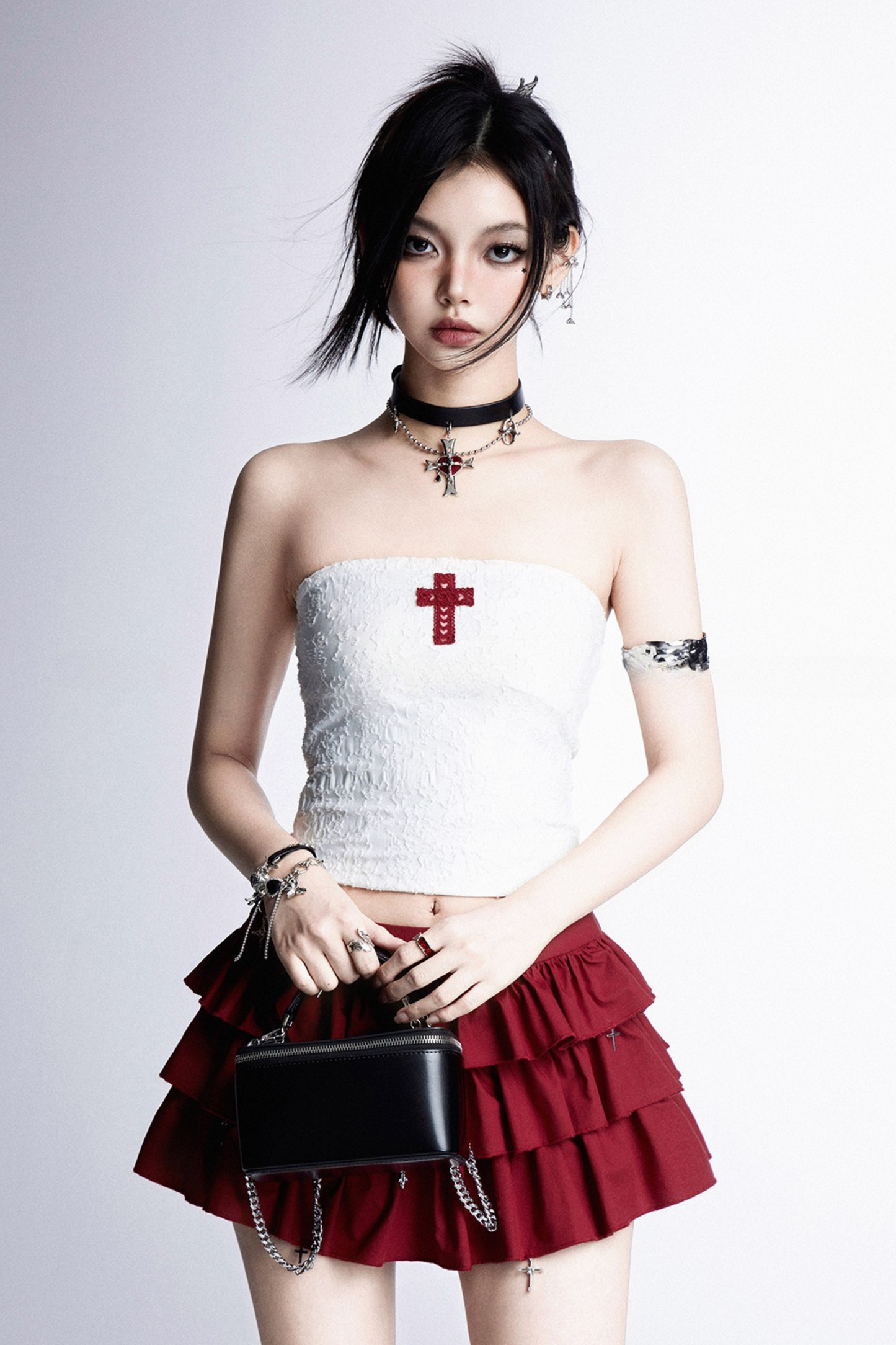 Mode cross hooded cake hoodie skirt cool tube top +