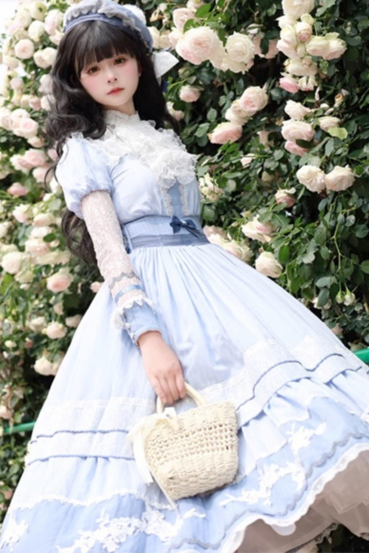 Stickerei Reservierungen Lolita Süßes Kleid Blau