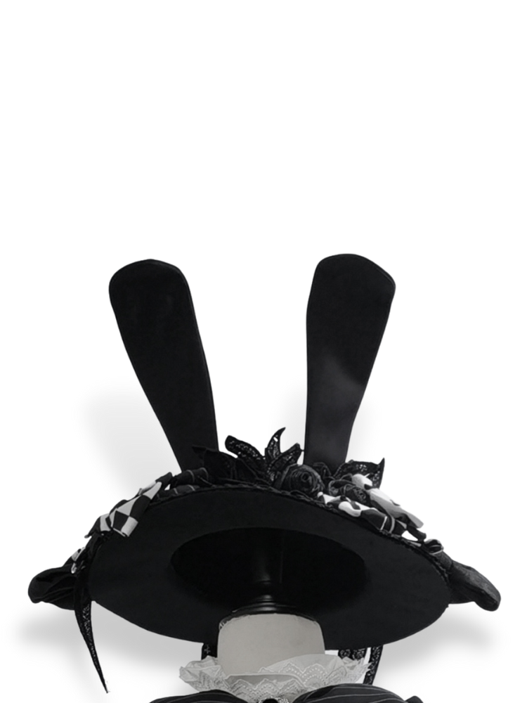 Chapeau à oreilles de lapin noir Bunny Theater