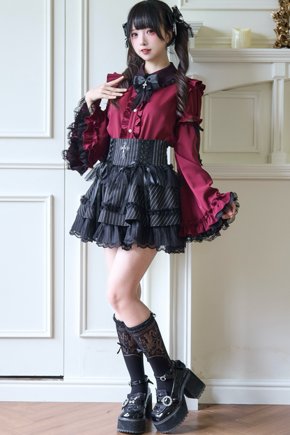 Gothic Lace Sleeve Blouse Wide