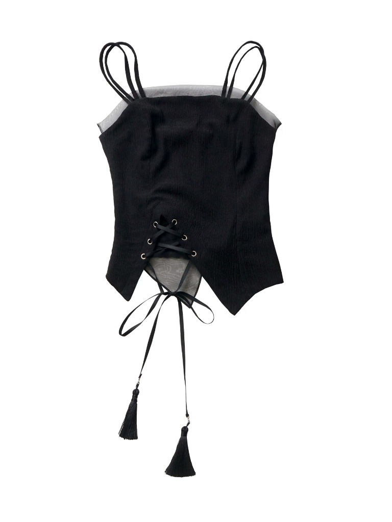 シャツトップドレス カリグラフィー シフォンサスペンダー シフォンスカート