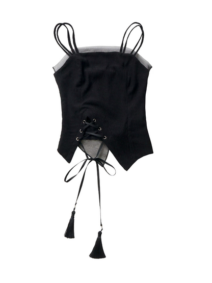 シャツトップドレス カリグラフィー シフォンサスペンダー シフォンスカート