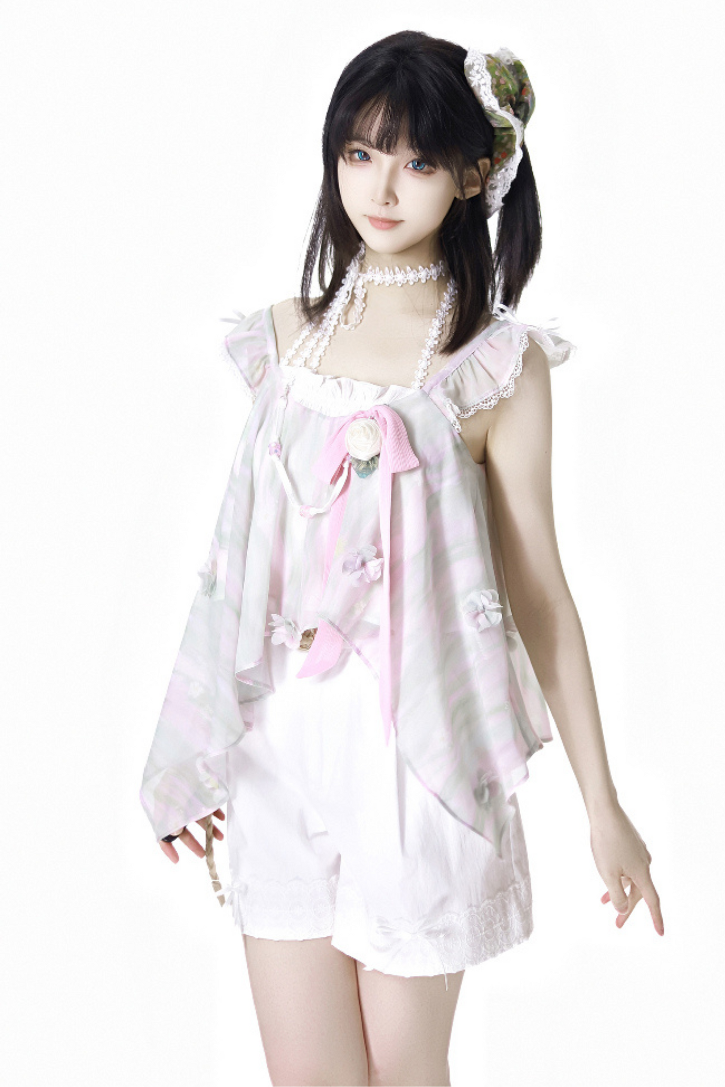 ショートパンツ + ブリス フローラル ノースリーブ トップ ドレス