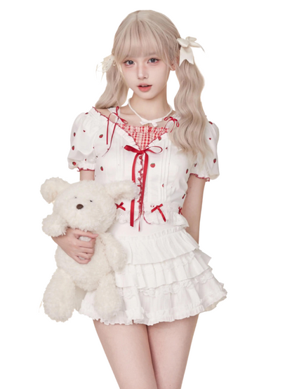 トップスリーブ + ケーキパフ ストロベリースカートムース