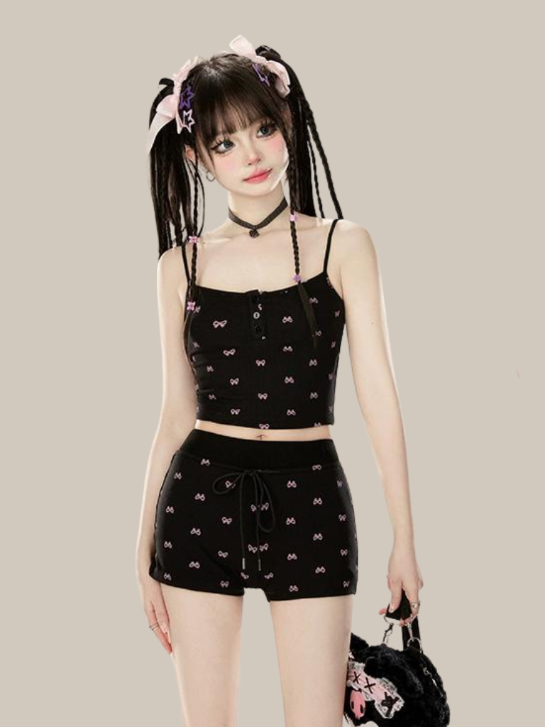 ドレス レイジーシック パンツ カーディガン + ブラック ブーツカット サスペンダー