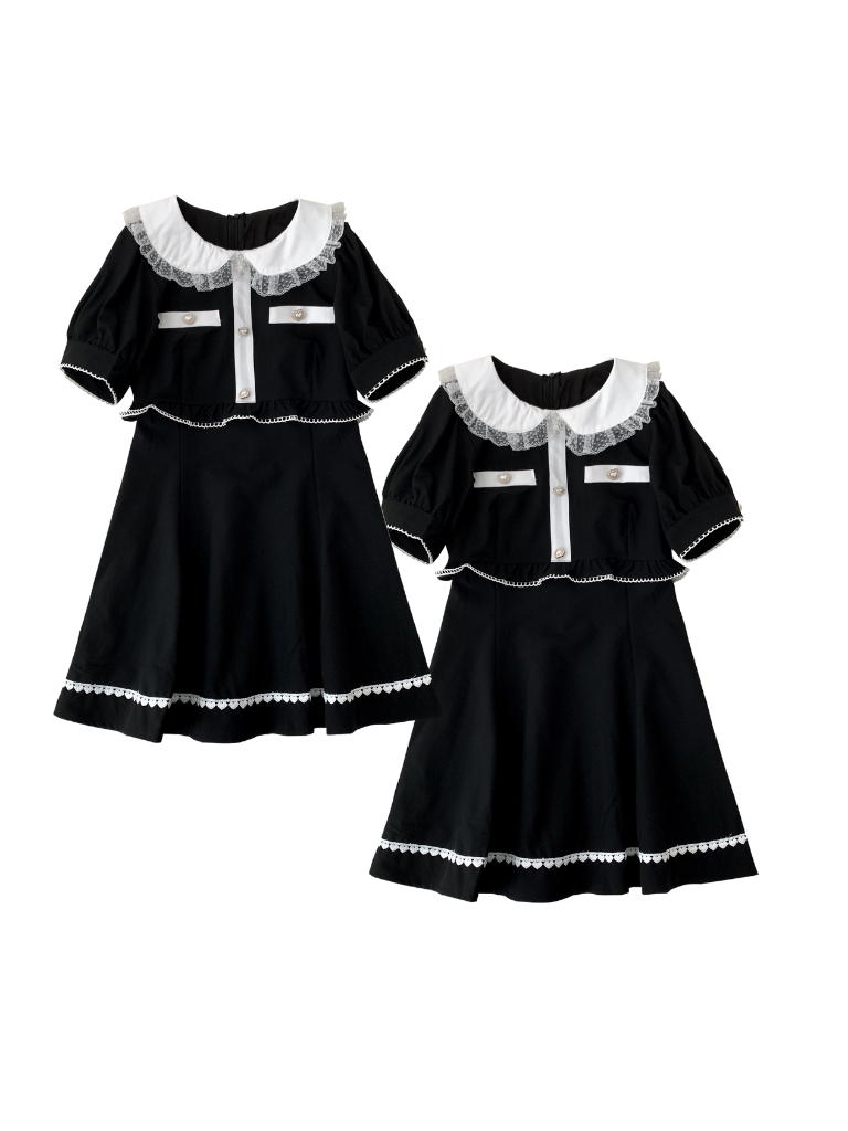 Spitzenkleid mit Puppenkragen und Liebesmotiv