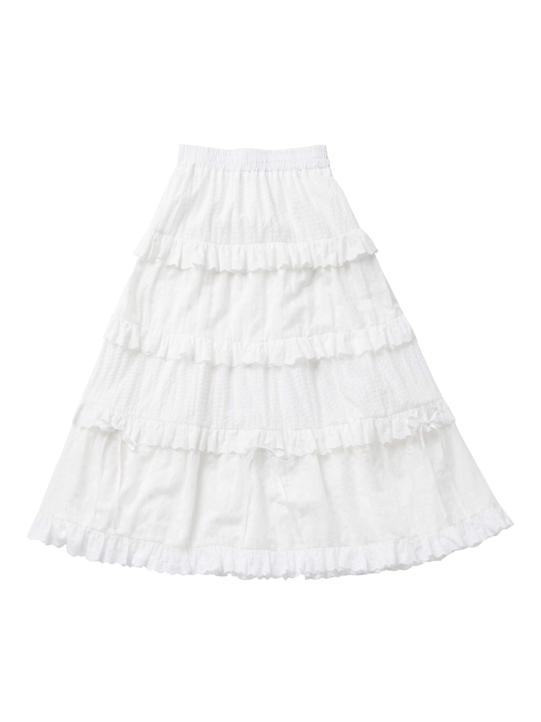 レーストップ、ホワイト、ガーリーフラワースカートセットデザイン、ピンク