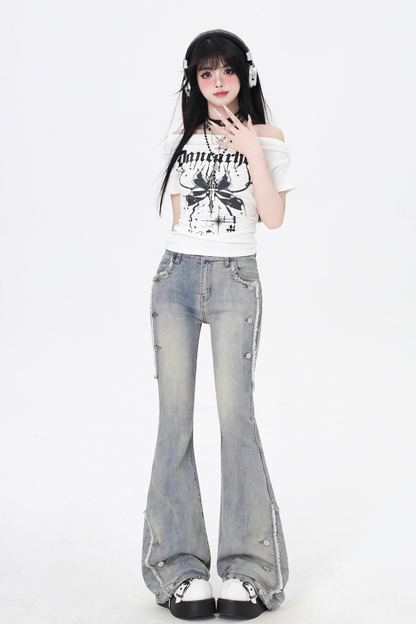 フレアジーンズ ウエストハイ マイクロスリム ヴィンテージ