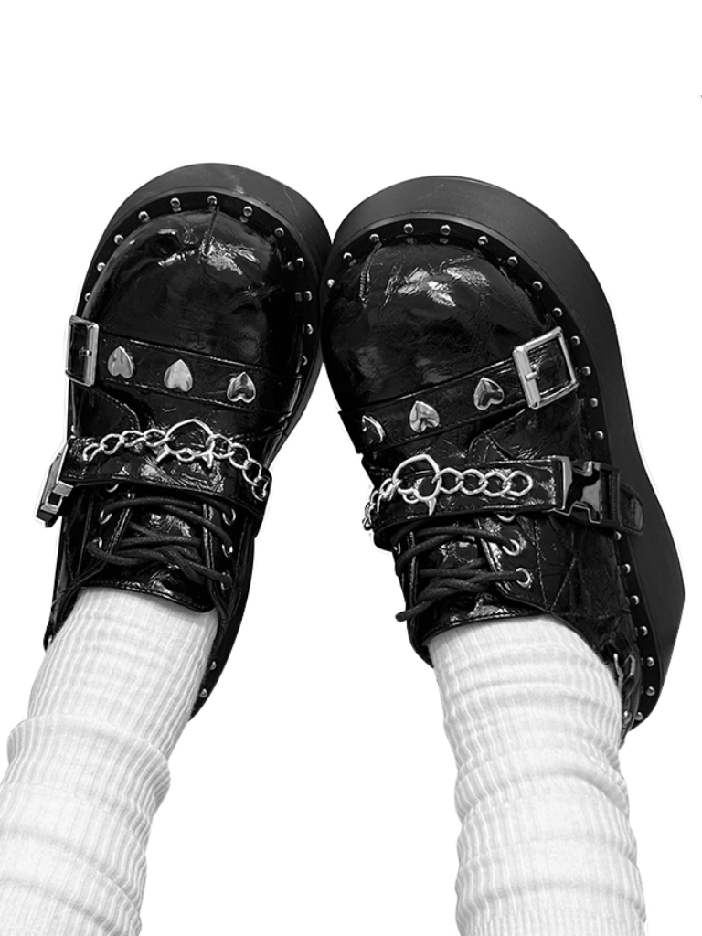 Punk Lolita Plattform Zehen Teufel Schuhe Gothic Runde Falle