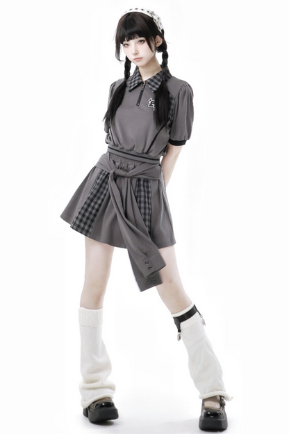 モードトップス チェックパンツ スカート カジュアル ワイド +