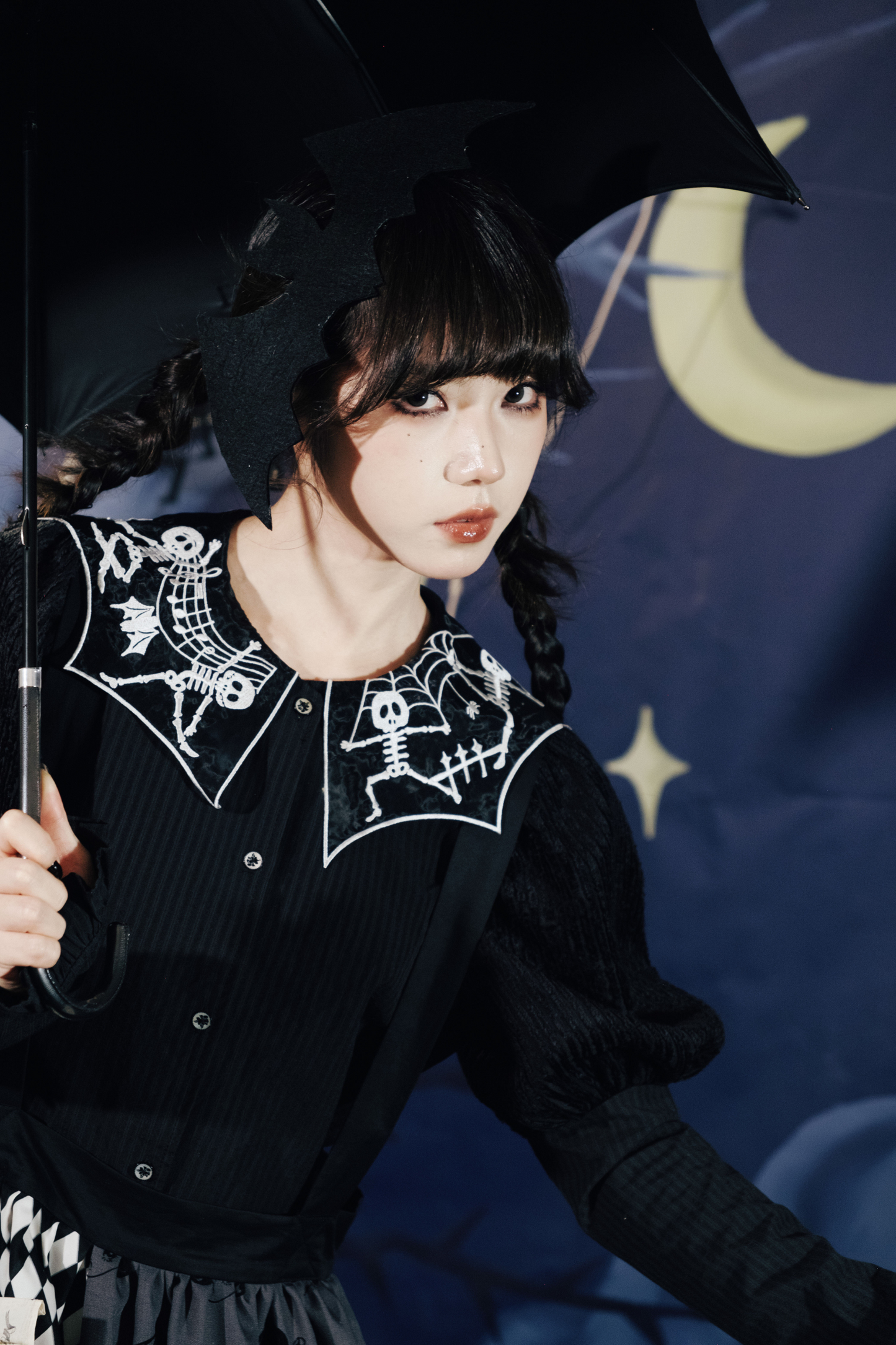 クロップドスリーブ スパイダーカラー パフトップ