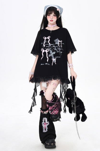 ベルトリボン Tシャツと合わせてゆったり