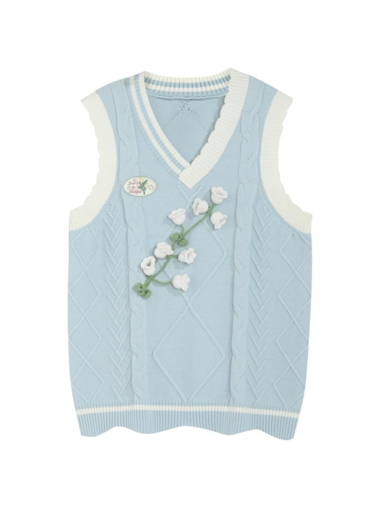 Glockenblumen-Setup: Strick-Kuchenrüsche + Hemdrock + Weste