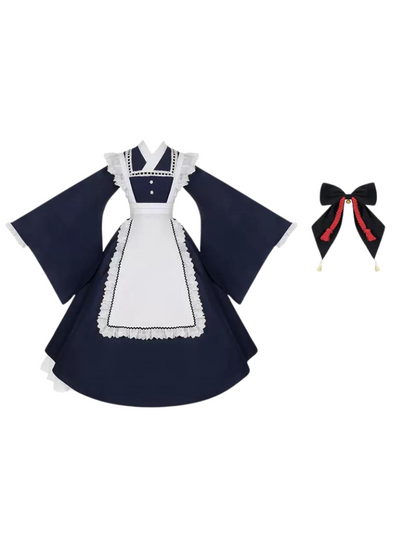 Kleid Schleife Maid Retro Rüschen Groß