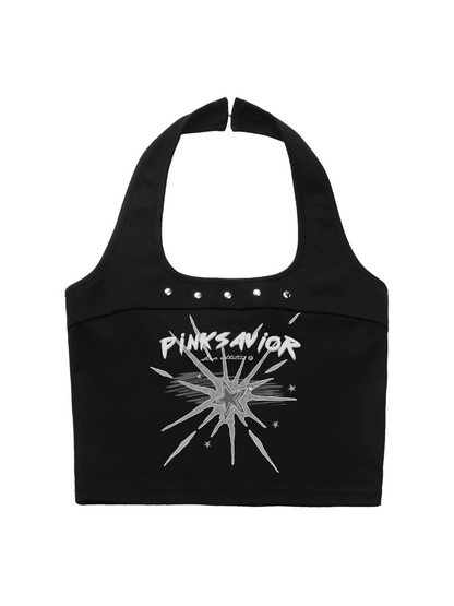 Fur Ball Zip Slit V-Neck Hoodie + Halter Neck Cami Top