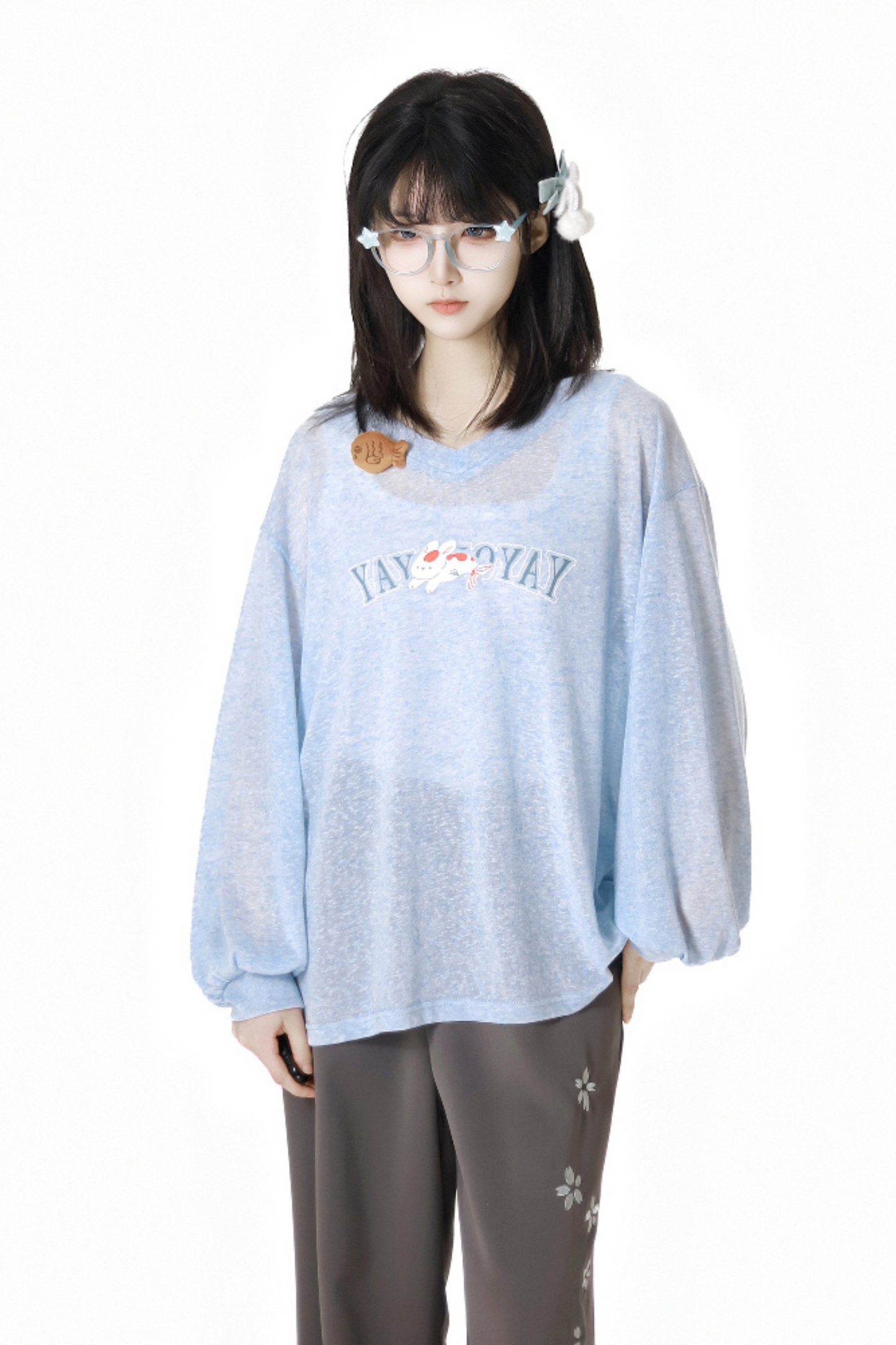 ワイドパンツ ゆったりとした軽いトップス +