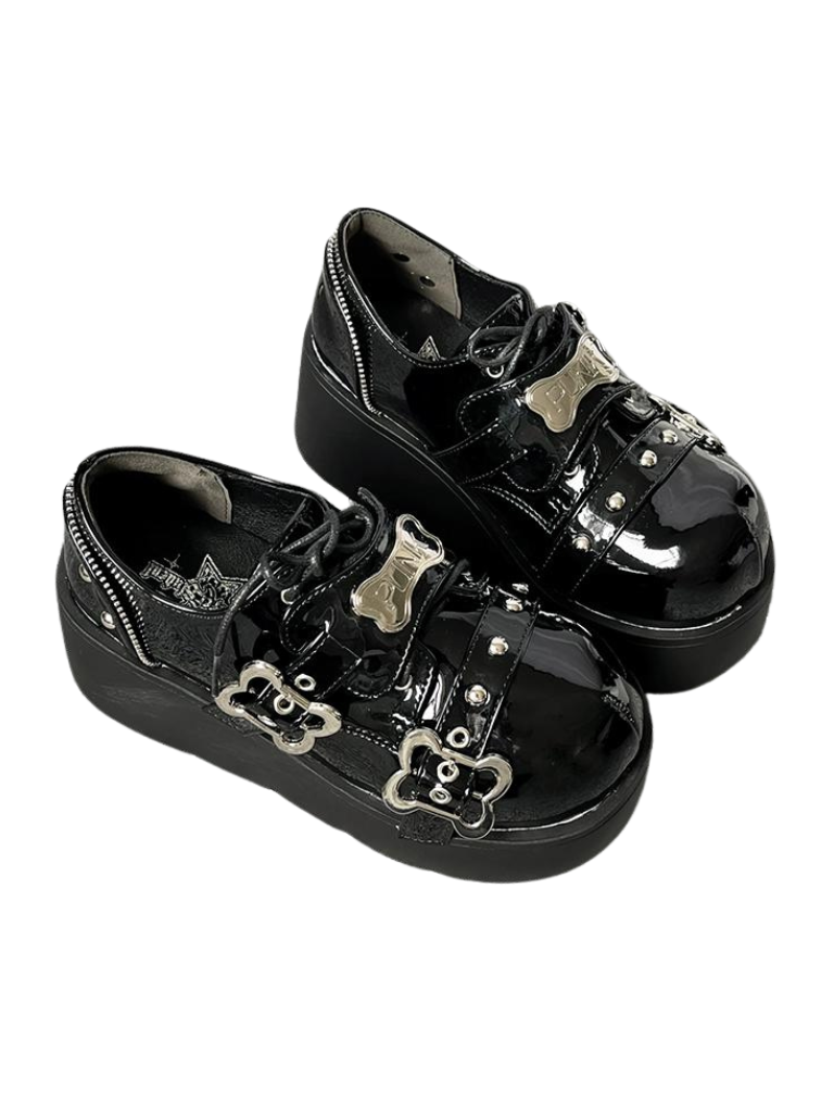 Toe Denim Shoes Puppy Platform Angel Punk Style Round