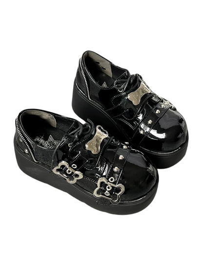 Toe Denim Shoes Puppy Platform Angel Punk Style Round
