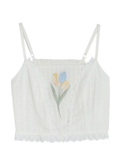 フェアリー風透かし編みニットカーディガン + キャミソールトップス + ロングケーキスカート