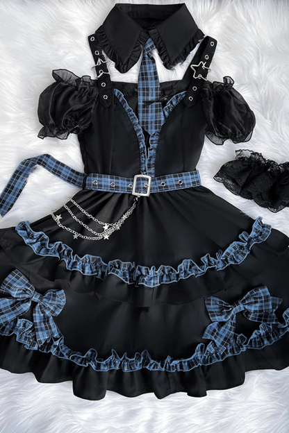 スターライトフリルドレスチェックナイトセット