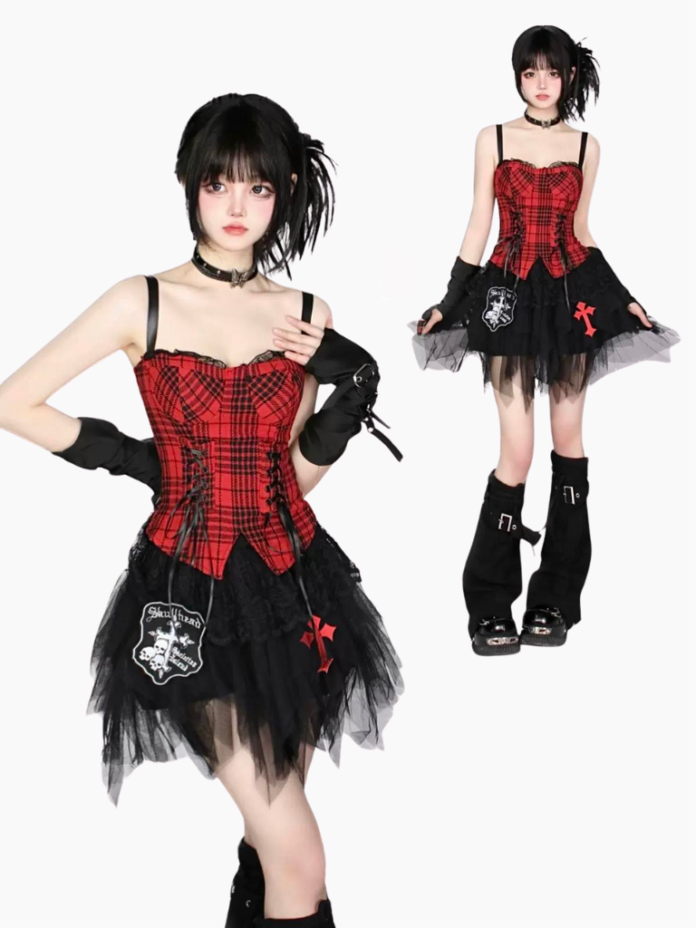 Tulle Girl Cake Skirt Rock Gothic Red + Camisole