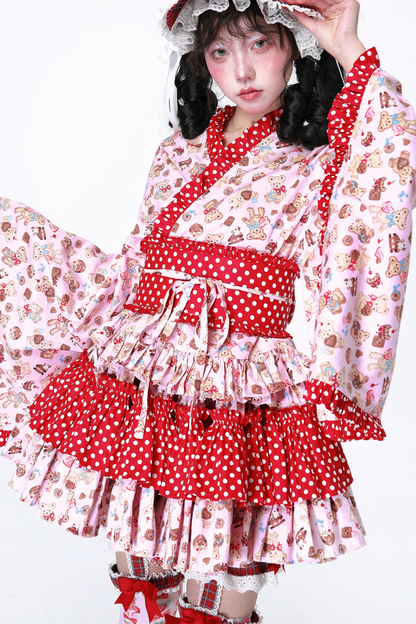 レトロポップな着物ロリータトップス