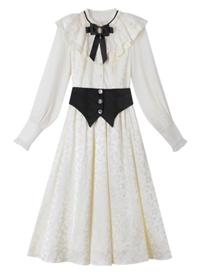 French Moon Style Long Palace Dress Cake Jacquard Candle Dress