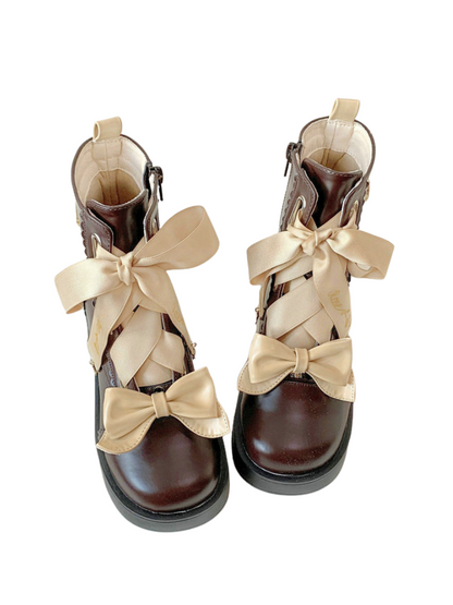 Crown Ribon Short Lolita Rose Boots Night