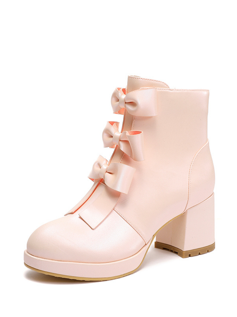 Ribon Sweet toe Boots Short Round