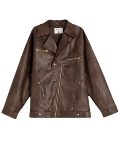 Retro Lackjacke Leder Ölmuster + Lederrock