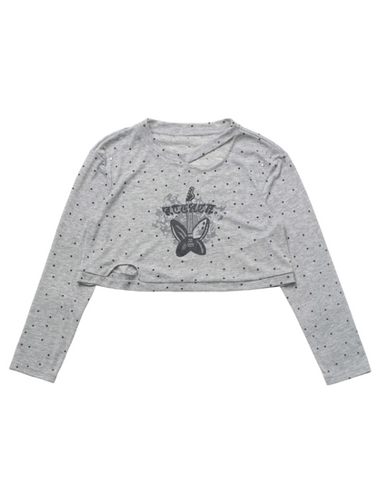 プリントサマーショートスカート イレギュラープルオーバー パンクハイドチュールバタフライ+ニット