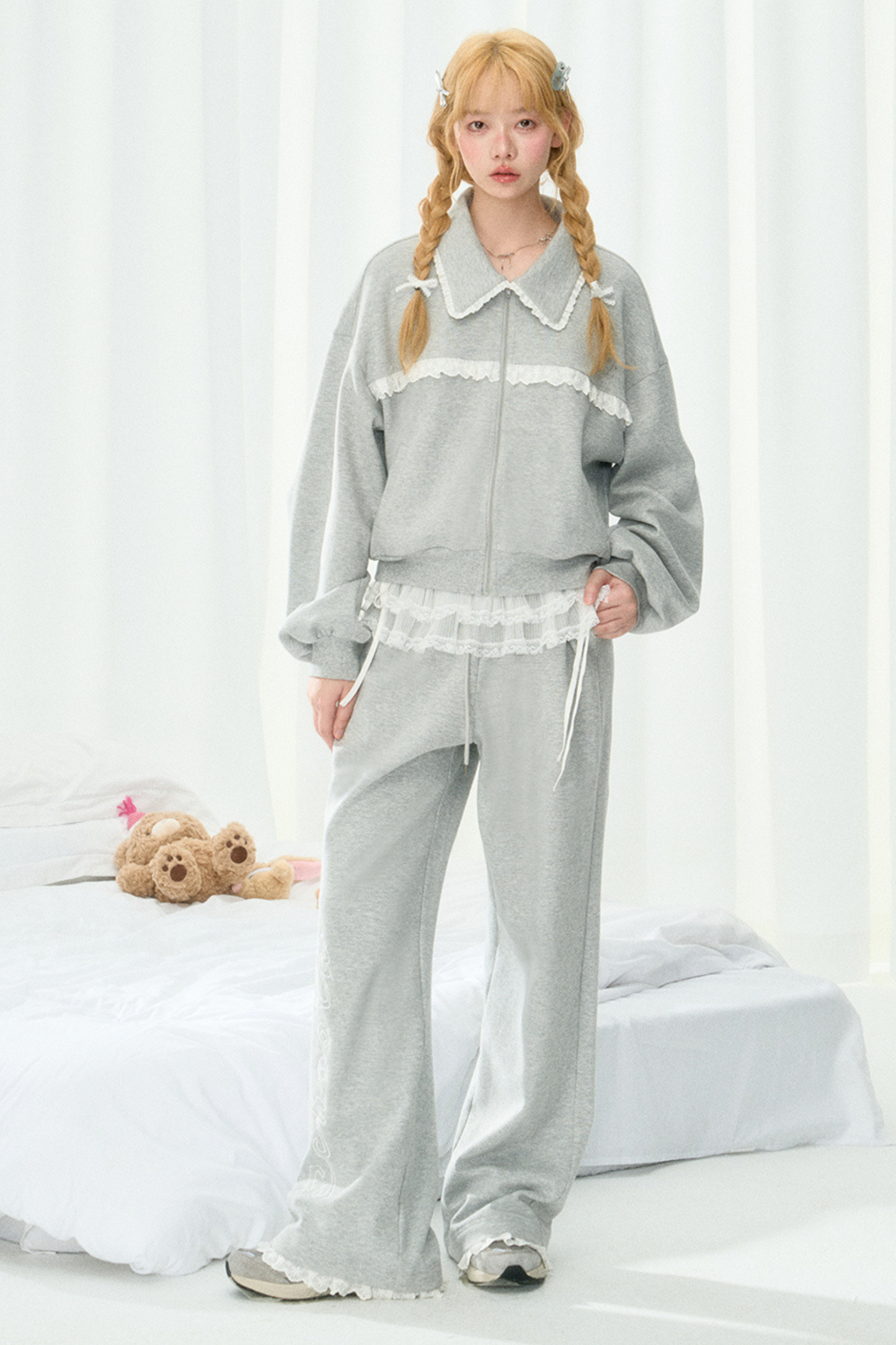 Sweatshirt Lässig Girly Lace Setup