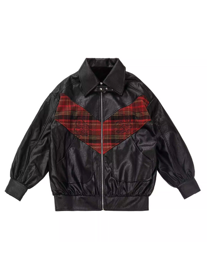 Dragon Check Plus Velvet Leather Jacket Suit