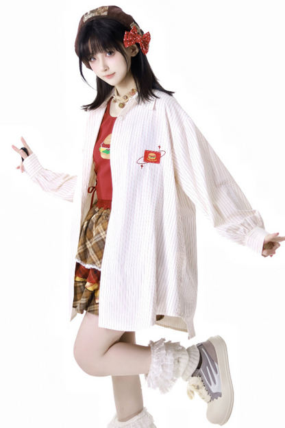 トップケーキ オーバーシャ​​ツ ノースリーブスカート +