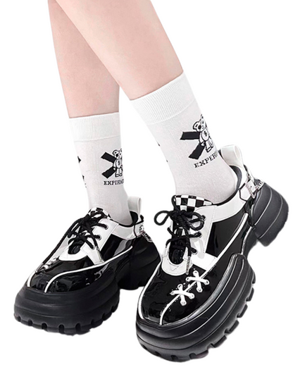 Checkerboard Punk Platform Shoes
