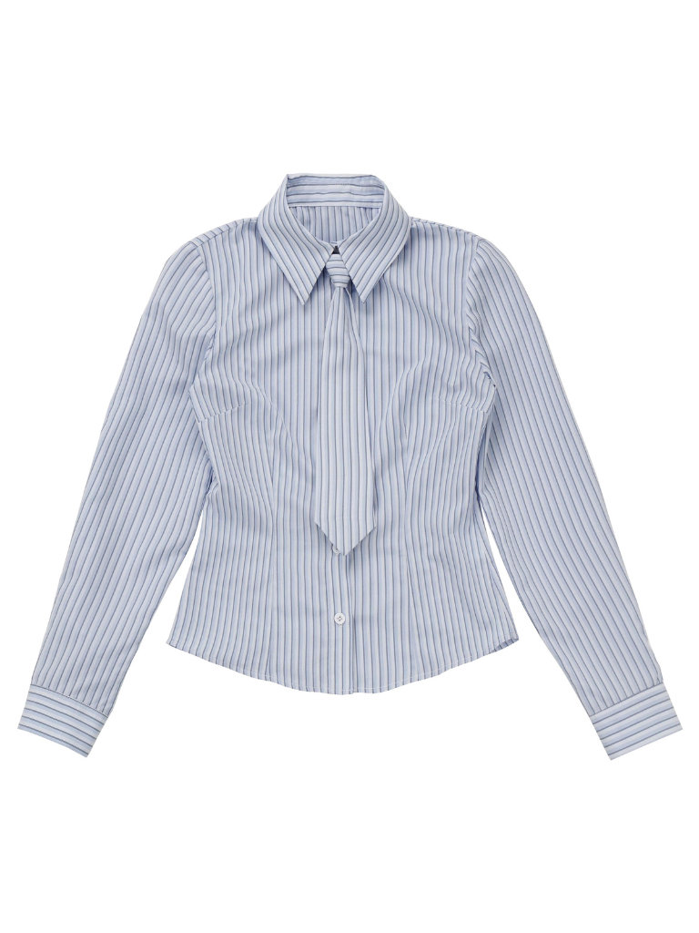 Blau-schwarz gestreifter Collegeanzug