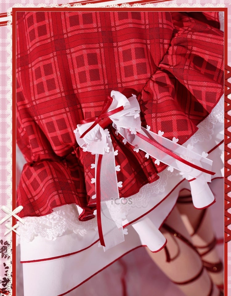 Shugo Chara Hinamori Amu Rot kariertes Kleid Lolita-Stil Cosplay Kostüm
