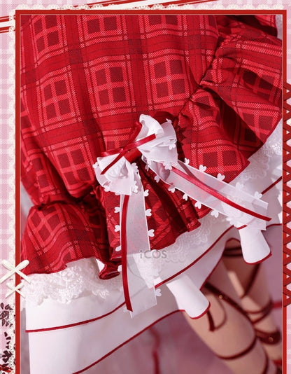 Shugo Chara Hinamori Amu Rot kariertes Kleid Lolita-Stil Cosplay Kostüm